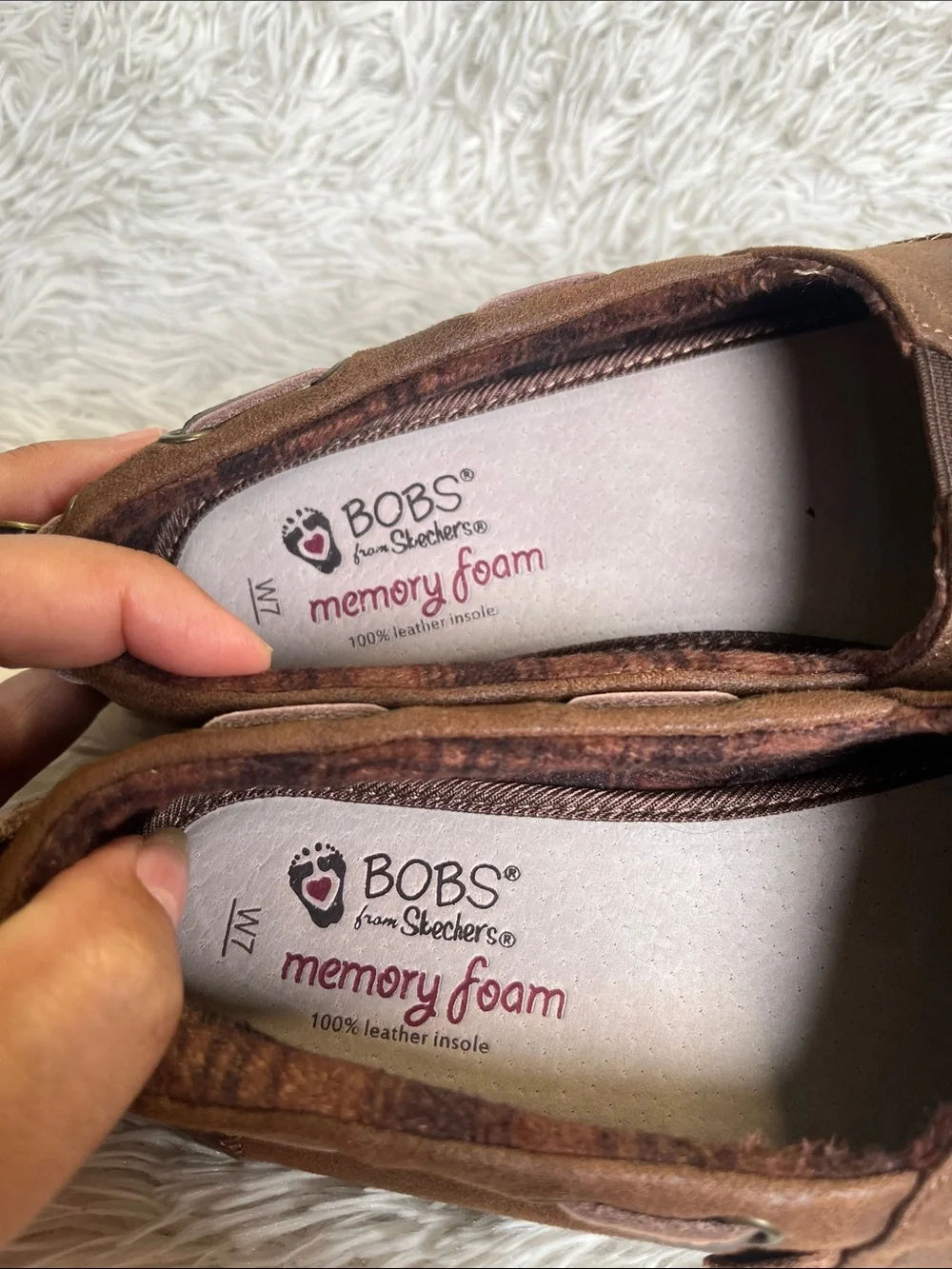 BOBS from Skechers Brown Slip-On Loafers with Stitch Detail